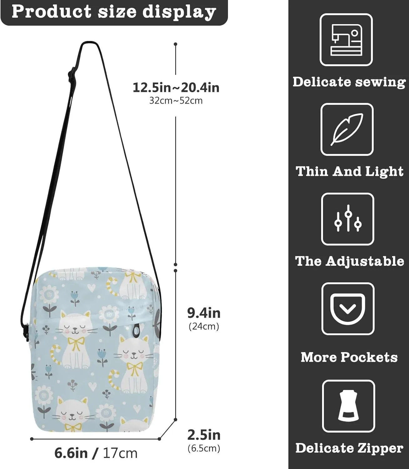 Oyihfvs Messenger Bag, Men's Crossbody Bag, Women's Crossbody Bag with Adjustable Strap