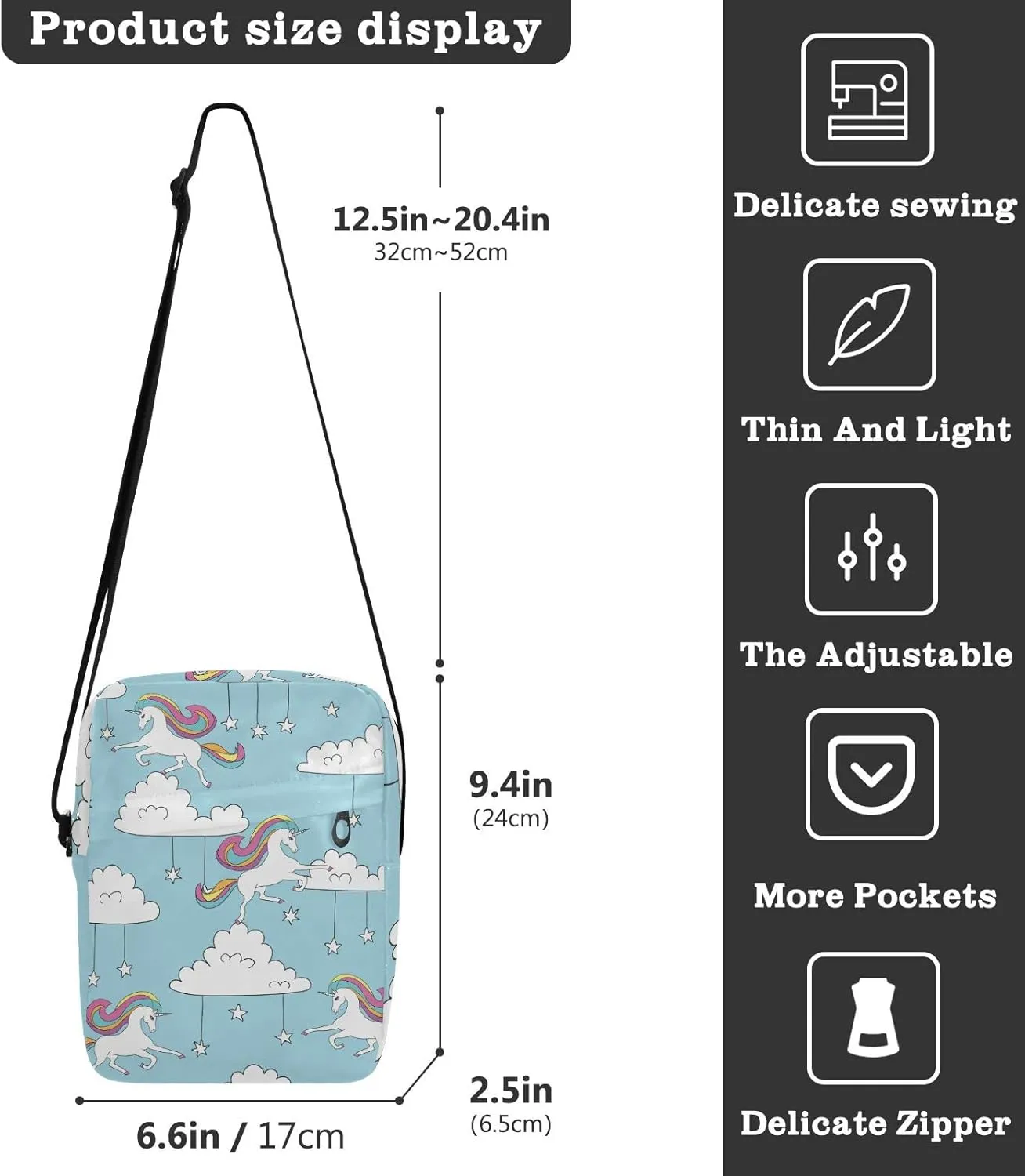Oyihfvs Messenger Bag, Men's Crossbody Bag, Women's Crossbody Bag with Adjustable Strap