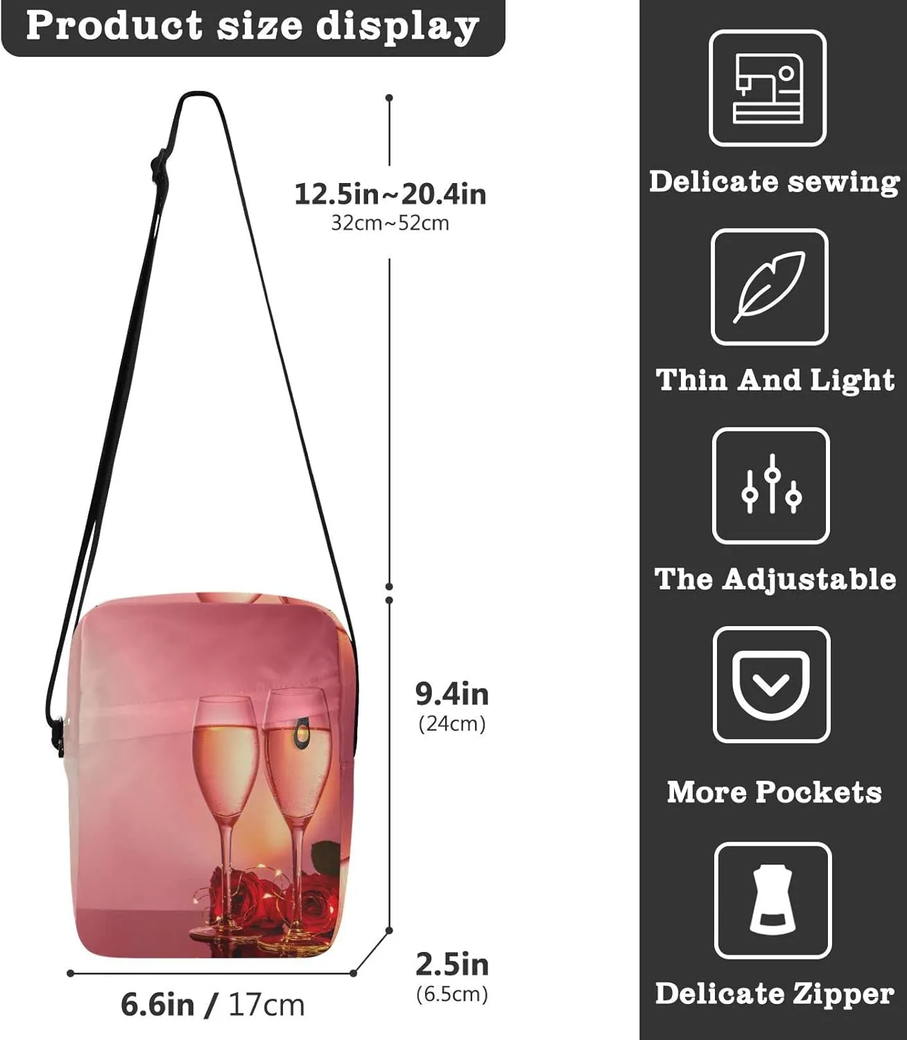 Oyihfvs Messenger Bag, Men's Crossbody Bag, Women's Crossbody Bag with Adjustable Strap