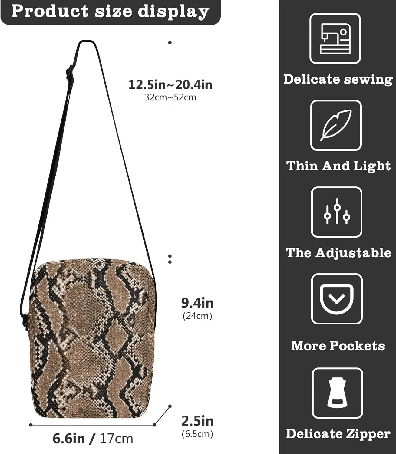 Oyihfvs Messenger Bag, Men's Crossbody Bag, Women's Crossbody Bag with Adjustable Strap