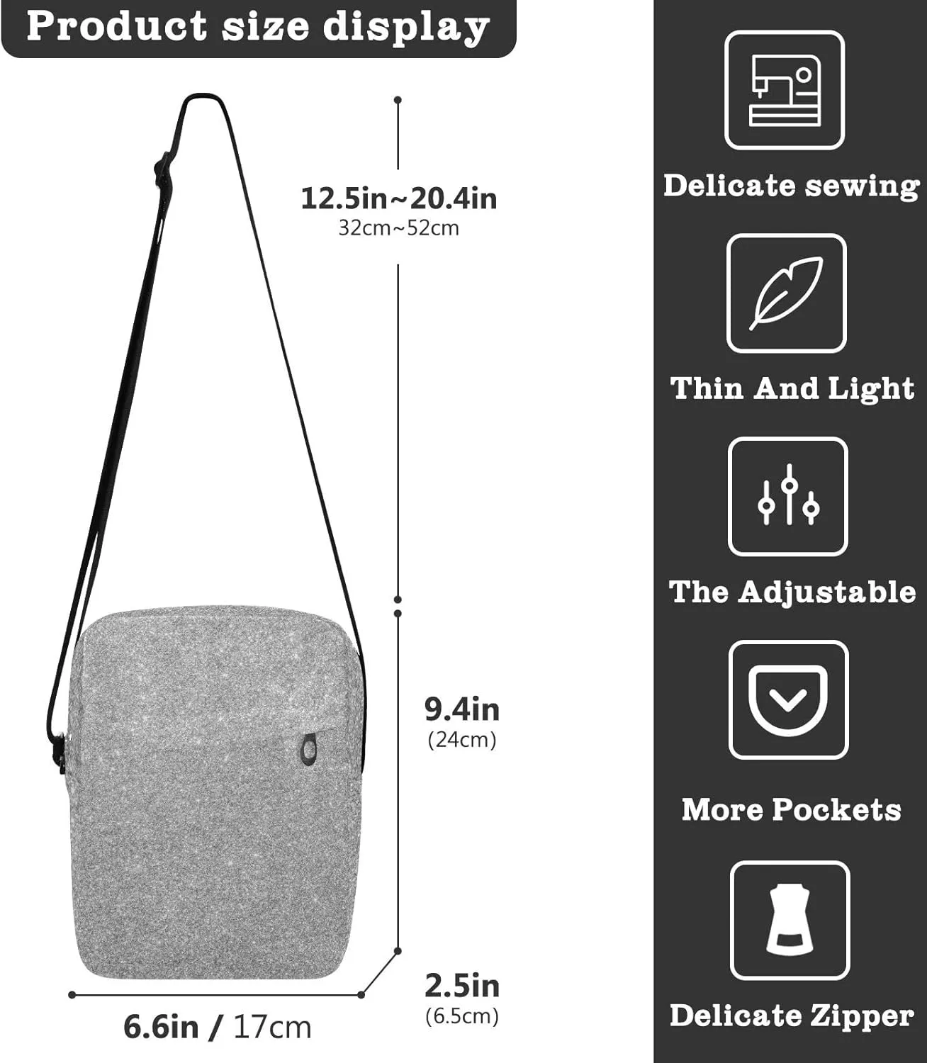 Oyihfvs Messenger Bag, Men's Crossbody Bag, Women's Crossbody Bag with Adjustable Strap