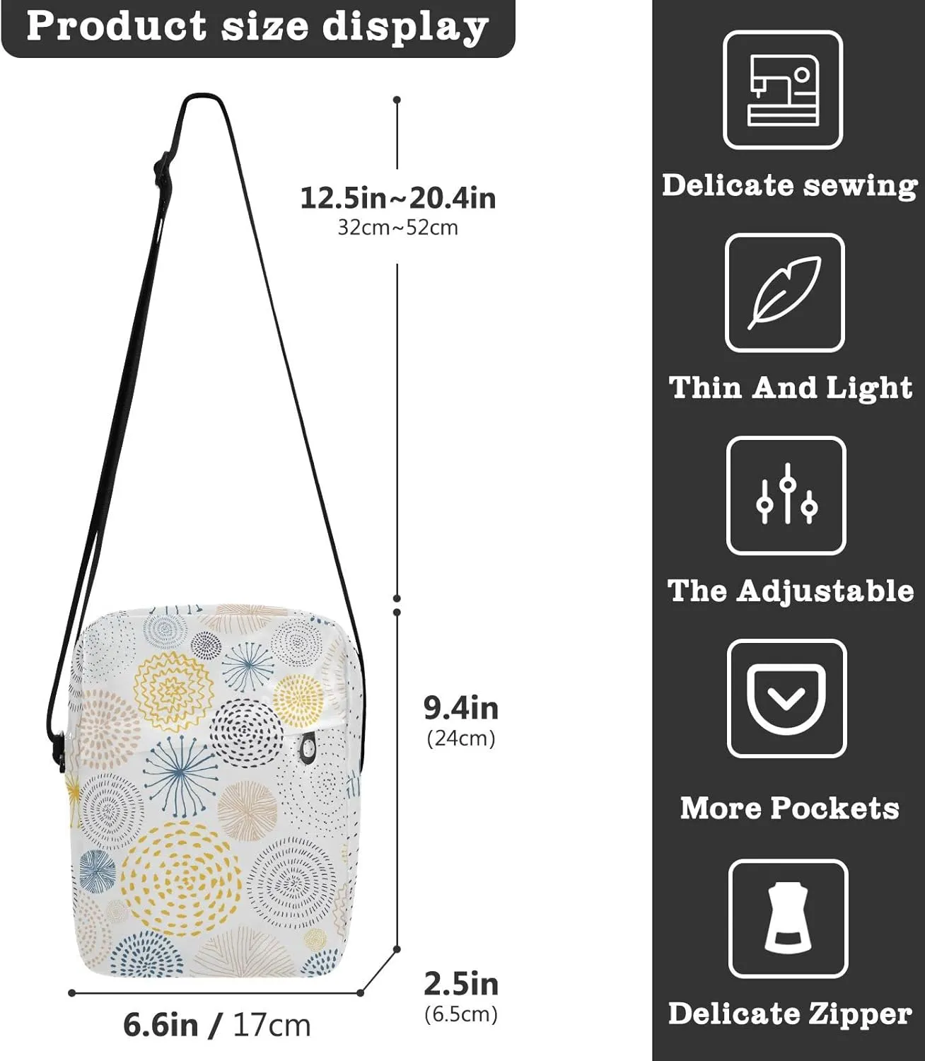Oyihfvs Messenger Bag, Men's Crossbody Bag, Women's Crossbody Bag with Adjustable Strap