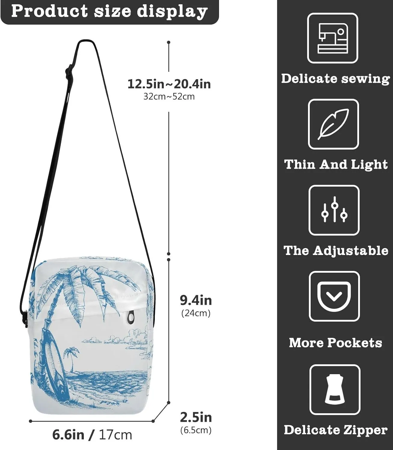 Oyihfvs Messenger Bag, Men's Crossbody Bag, Women's Crossbody Bag with Adjustable Strap
