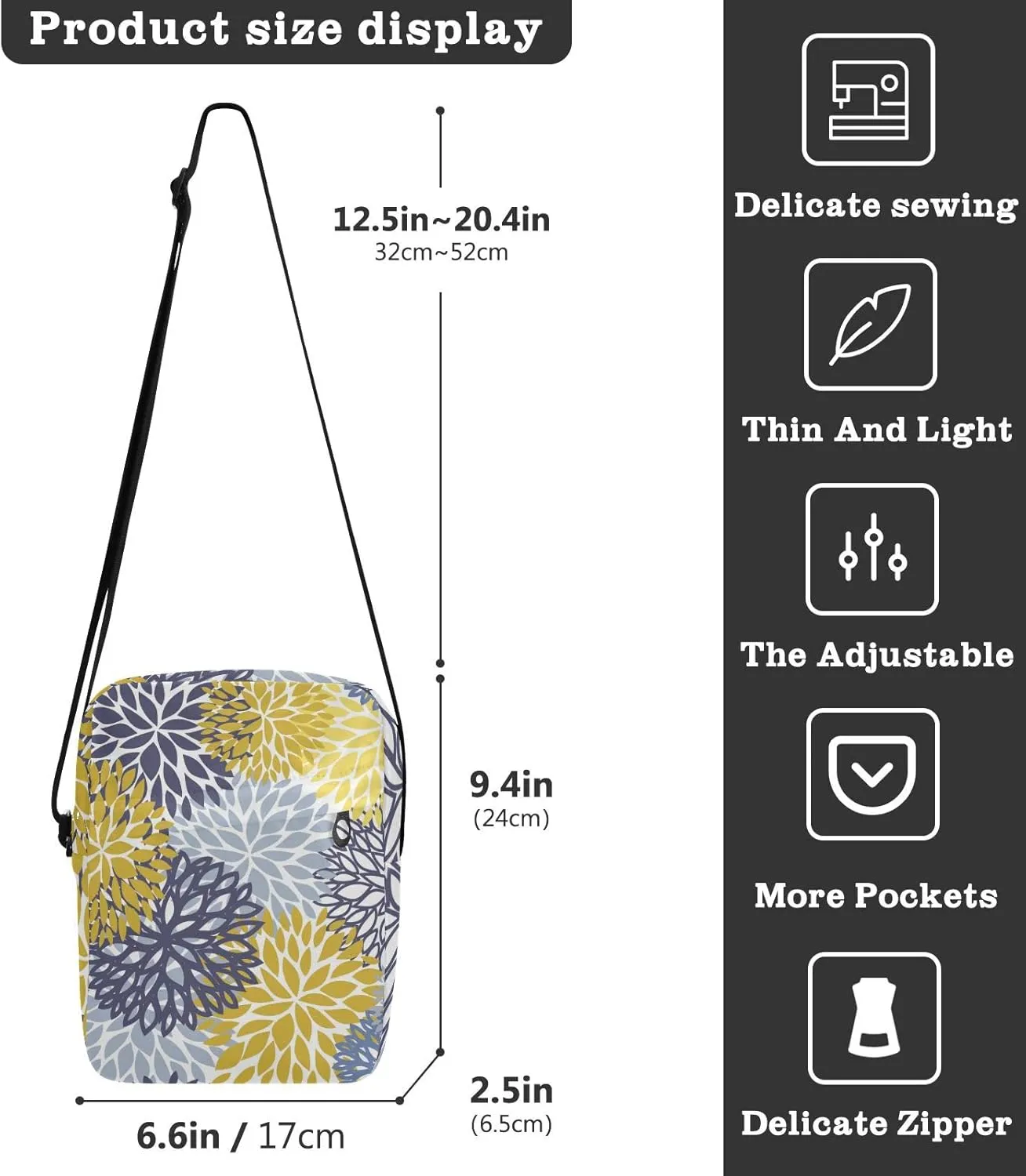 Oyihfvs Messenger Bag, Men's Crossbody Bag, Women's Crossbody Bag with Adjustable Strap
