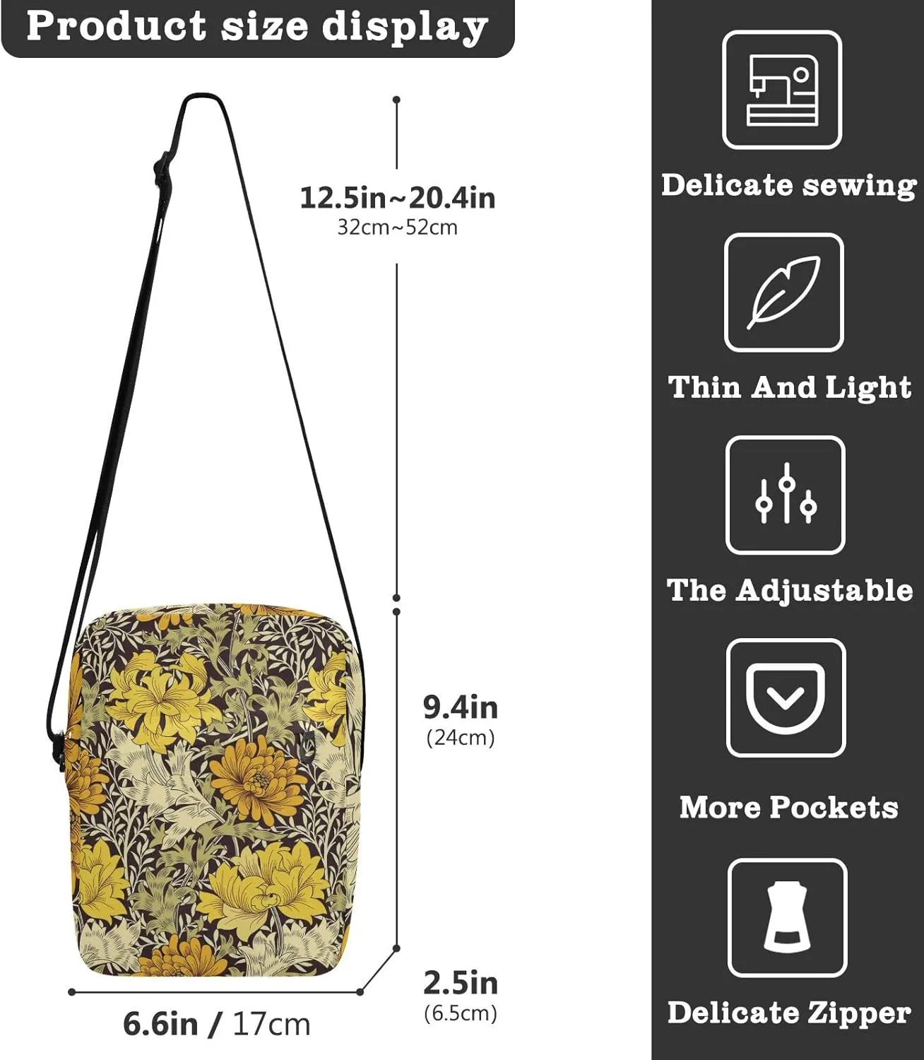 Oyihfvs Messenger Bag, Men's Crossbody Bag, Women's Crossbody Bag with Adjustable Strap