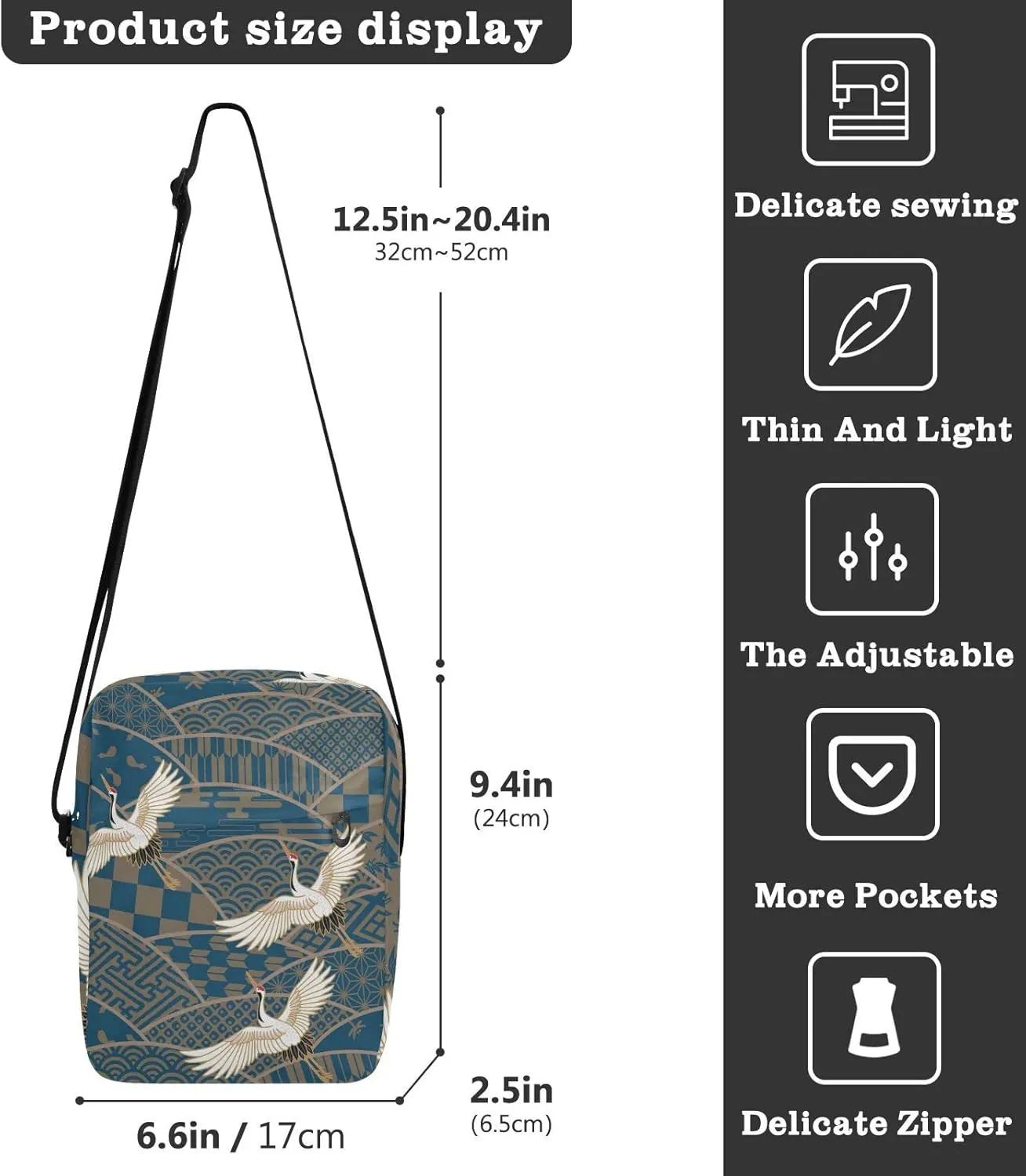 Oyihfvs Messenger Bag, Men's Crossbody Bag, Women's Crossbody Bag with Adjustable Strap