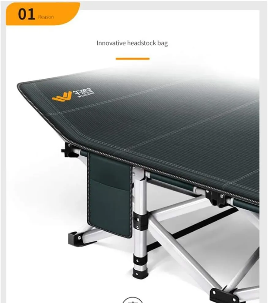 Patio Lounge Chairs Folding Camping Beds for Adults, Camping Cot with Mattress, Large Pockets Portable Folding Camp Cots Sunbathing Lounger Bed with Carry Bag, for Camping, Beach, BBQ, Hiking, B
