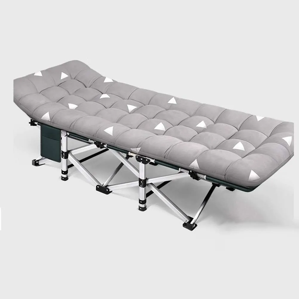 Patio Lounge Chairs Folding Camping Beds for Adults, Camping Cot with Mattress, Large Pockets Portable Folding Camp Cots Sunbathing Lounger Bed with Carry Bag, for Camping, Beach, BBQ, Hiking, B