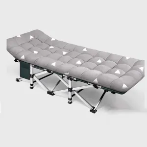 Patio Lounge Chairs Folding Camping Beds for Adults, Camping Cot with Mattress, Large Pockets Portable Folding Camp Cots Sunbathing Lounger Bed with Carry Bag, for Camping, Beach, BBQ, Hiking, B