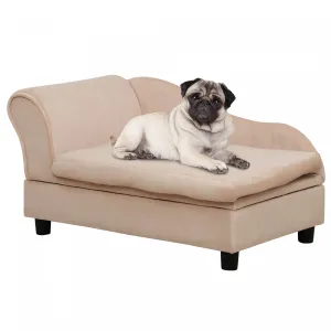 Pawhut Pet Sofa Dog Couch Chaise Lounge Pet Bed With Storage Function Small Sized Dog Various Cat Sp|Pawhut Canape Pour Animal De Compagnie, Canape Pour Chien, Lit Sureleve Pour Animal De Compagnie Ave