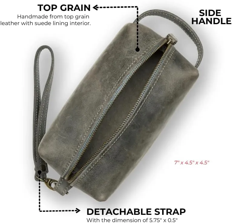 PEGAI Leather Travel Toiletry Bag for Men | Handmade Top Grain Distressed Dopp Kit, Mens Toiletry Bag, Shaving Kit Case Travel Organizer - Lee (Camel)