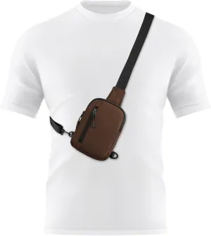 Peicees Mens Mini Sling Bag Chest Bag Shoulder Bag Women Crossbody Bag Phone Holder with Reversible Strap and Dual Pocket