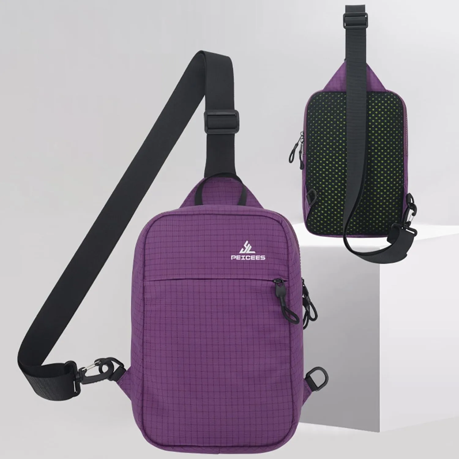 Peicees Small Sling Bag for Women Men Trendy Casual Phone Chest Bag Waterproof Crossbody Daypack