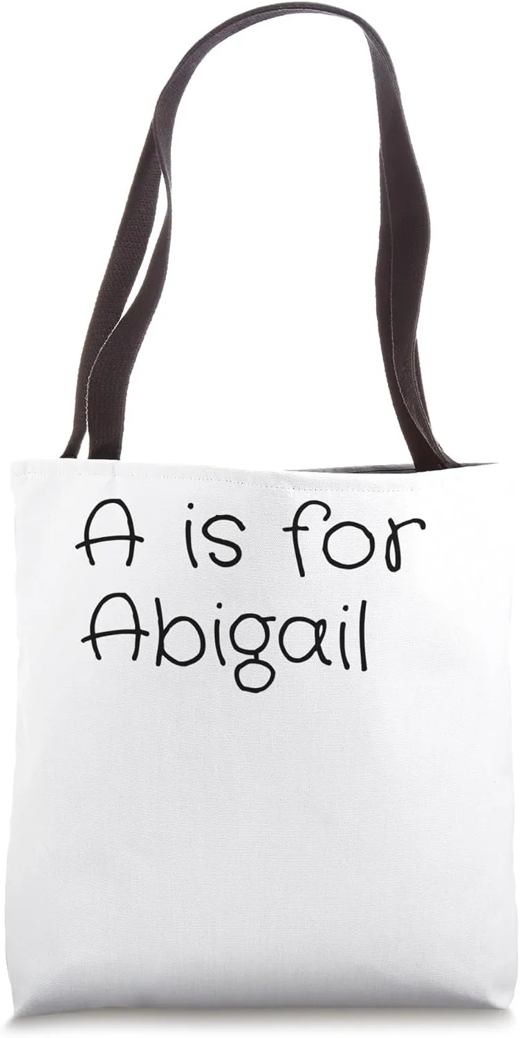 Personalized A is for Abigail Name Student Kindergarten Girl Tote Bag