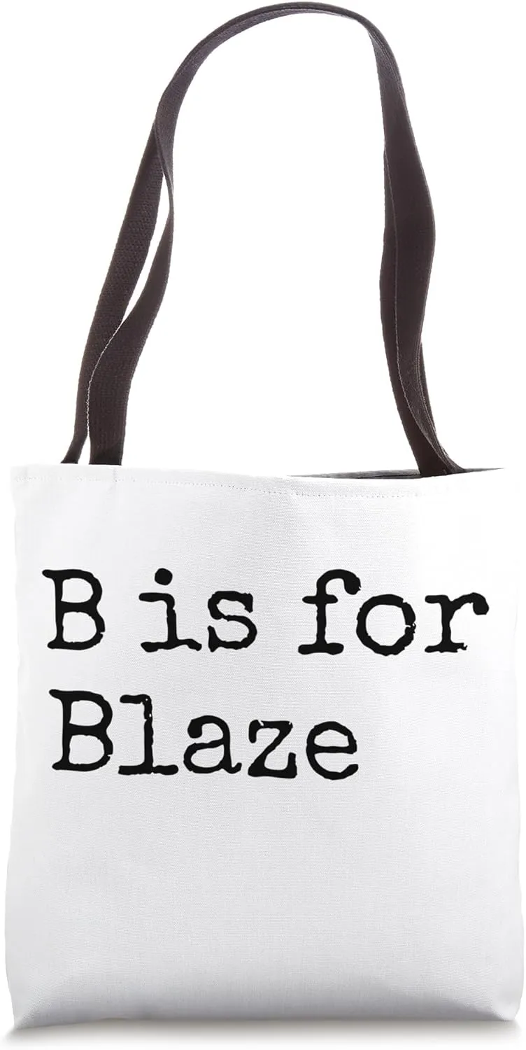 Personalized B is for Blaze Name Student Kindergarten Tote Bag