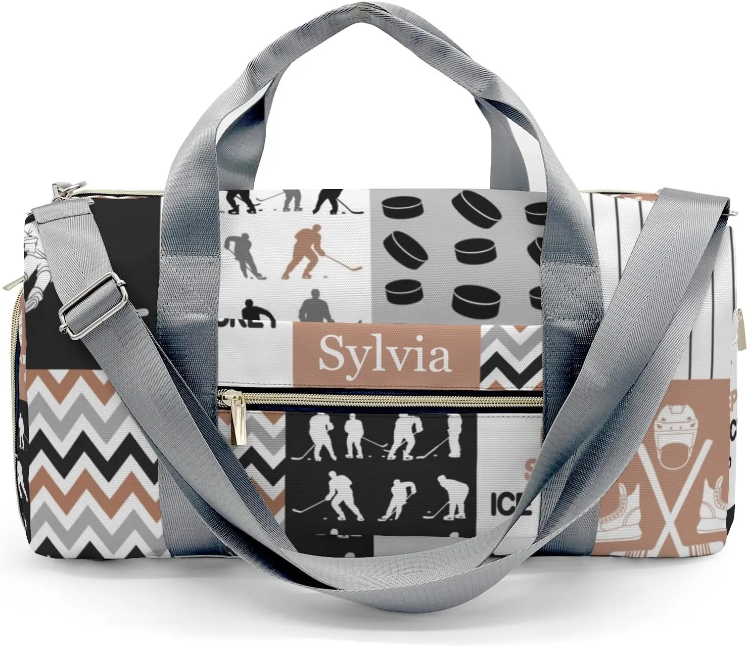 Personalized Ball Brown Custom Multi-functional Travel Bag, Unisex Portable Duffel Bag, Short Distance Travel Assistant