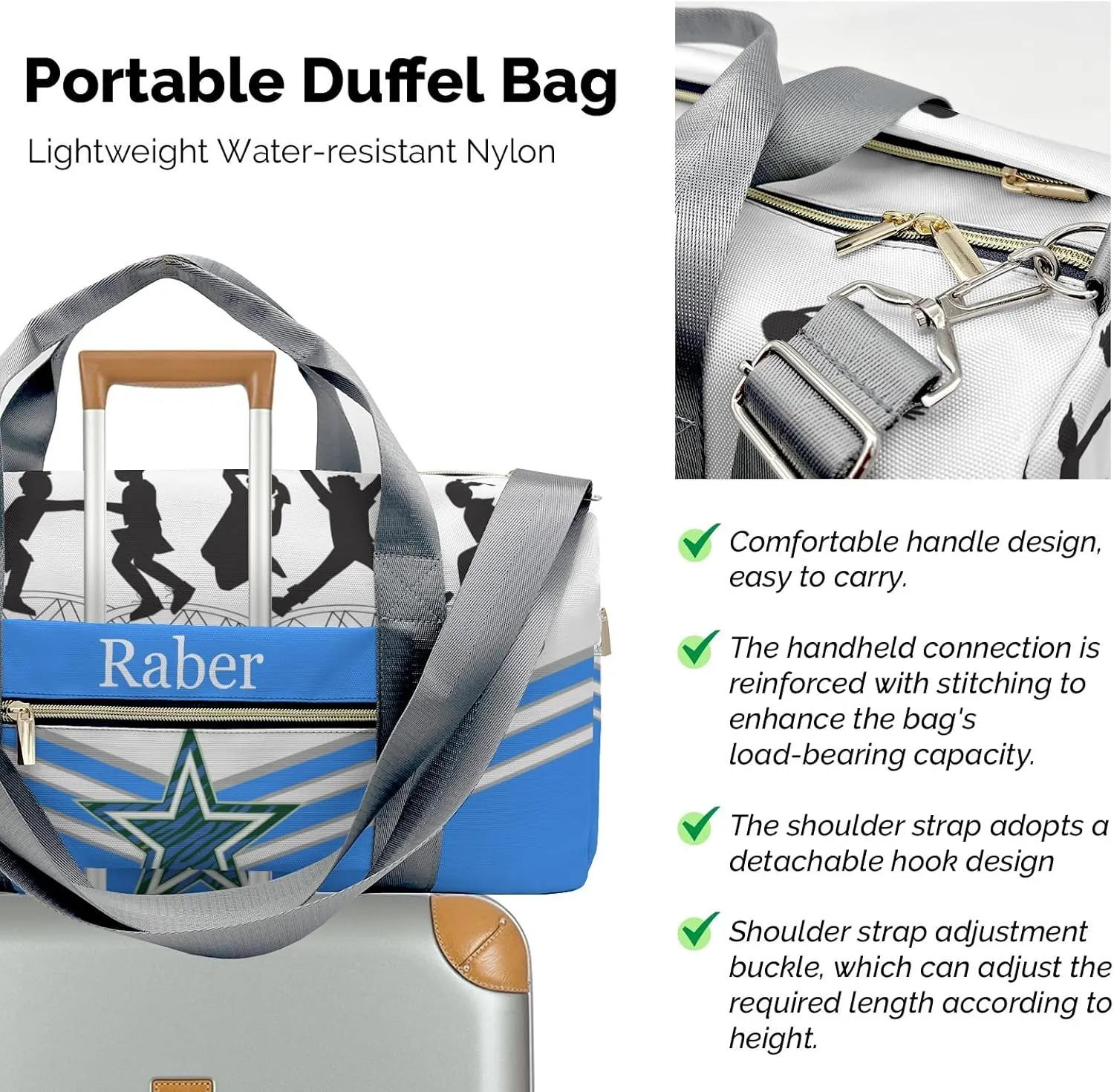 Personalized Cheerleader Customized Multi-functional Handbag Travel Bag, Unisex Portable Travel Bag, Sports and Fitness Duffel Bag, Short Trip Storage Bag