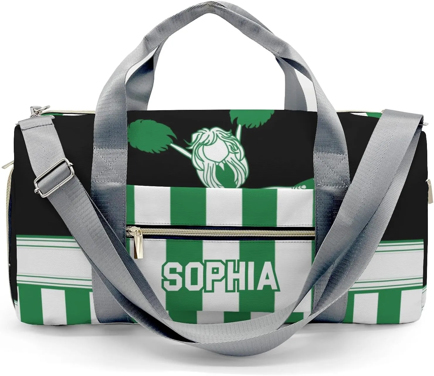 Personalized Cheerleader Girl Gymnast Green Customized Multi-functional Handbag Travel Bag, Unisex Portable Travel Bag, Sports and Fitness Duffel Bag, Short Trip Storage Bag