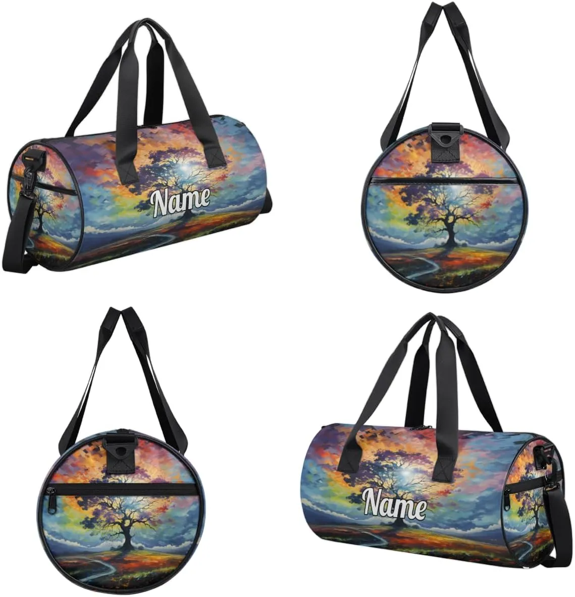 Personalized Dance Bag Gymnastics Sport Duffel Bag Custom Ballet Bags Overnight Weekender Bag Waterproof Cheerleader Bag, Maple Trees Sketch Print