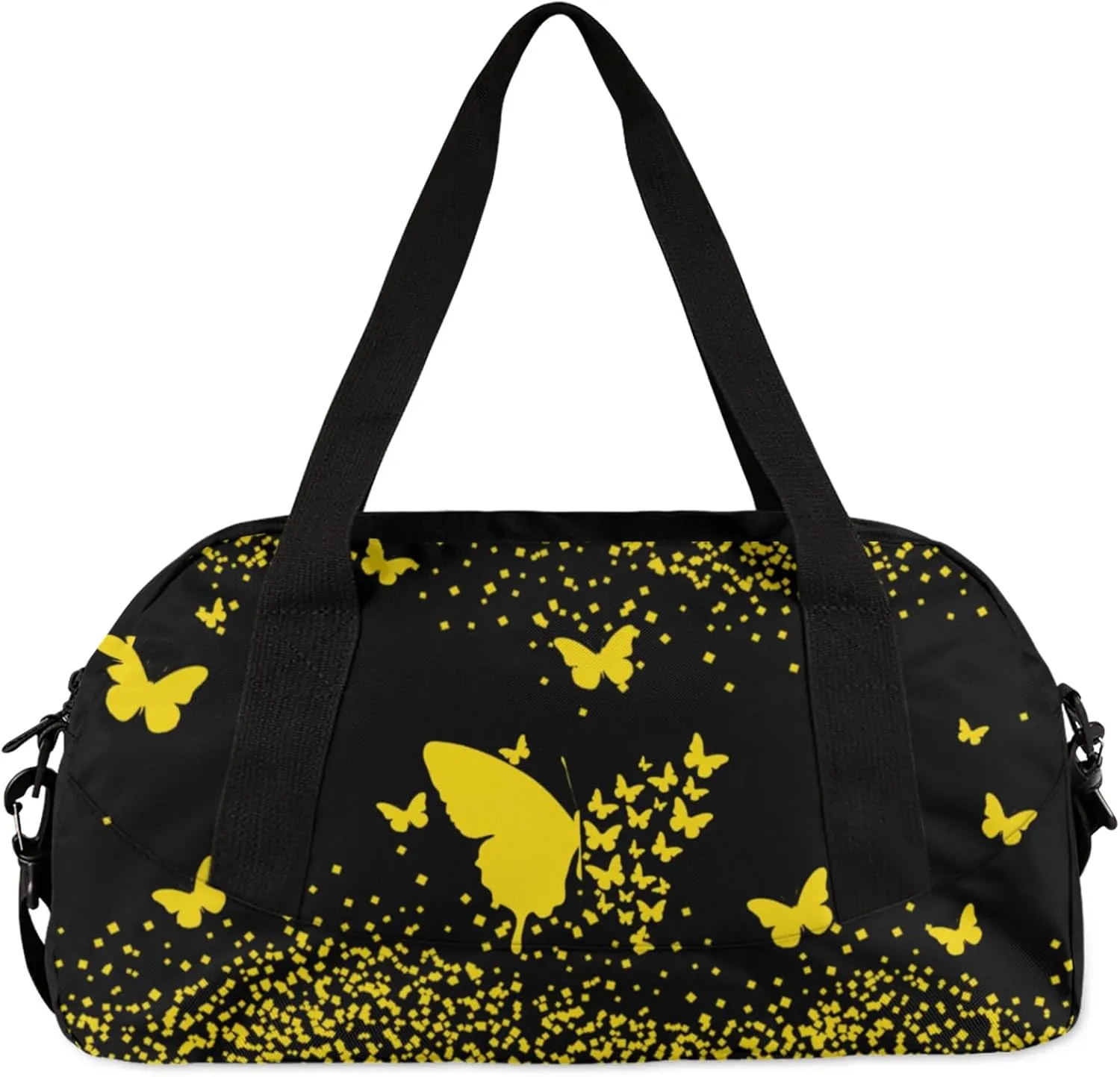 Personalized Duffel Bag with Name Butterfly Custom Travel Sports Bag for Women Men Waterproof Dance Ballet Bag Lightweight 18.5in, Gold