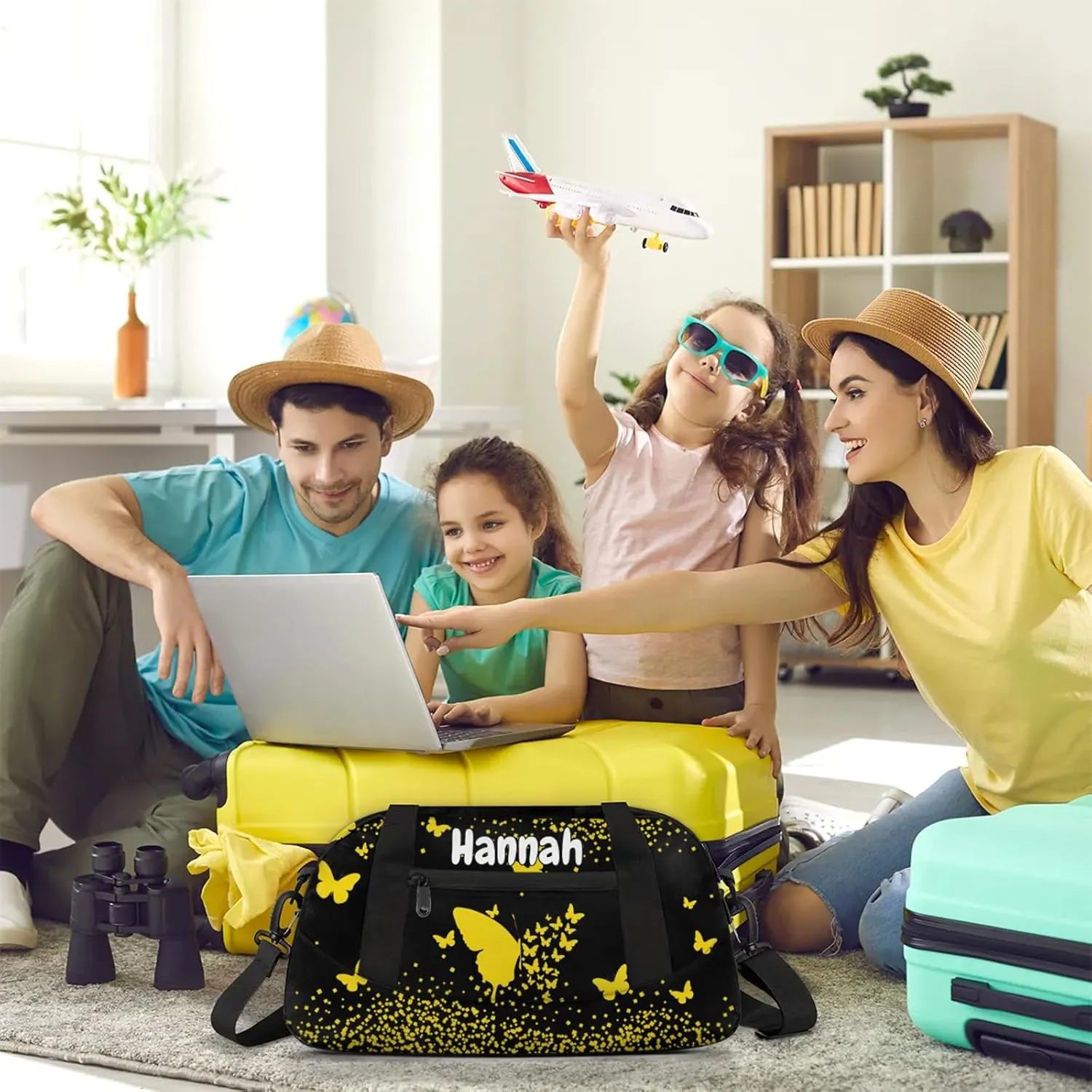 Personalized Duffel Bag with Name Butterfly Custom Travel Sports Bag for Women Men Waterproof Dance Ballet Bag Lightweight 18.5in, Gold