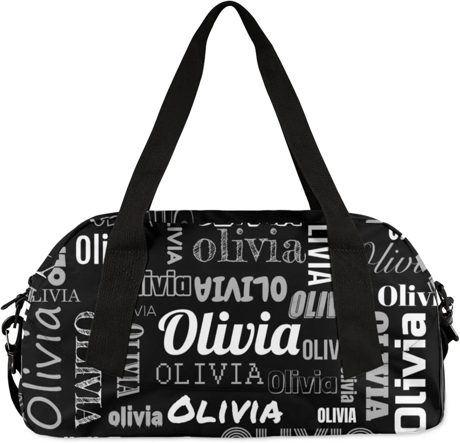 Personalized Duffel Bag with Name Custom Travel Sports Bag for Women Men Waterproof Dance Ballet Bag Lightweight 18.5in, Black