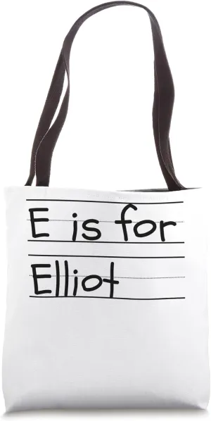 Personalized E is for Elliot Name Student Kindergarten Tote Bag