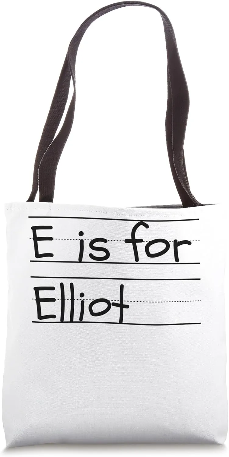 Personalized E is for Elliot Name Student Kindergarten Tote Bag