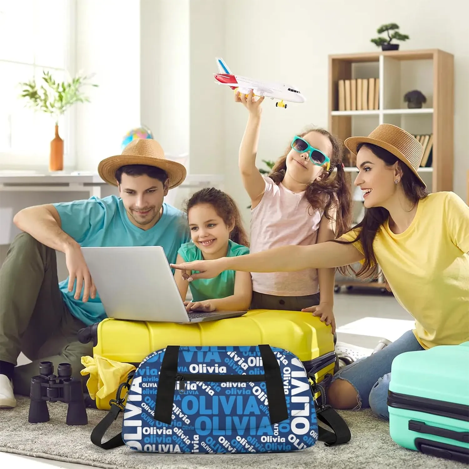 Personalized Gym Sport Duffel Bag with Name Custom Travel Overnight Bag Waterproof Customized Dance Bag Carry-On Tote 18.5in, Blue White