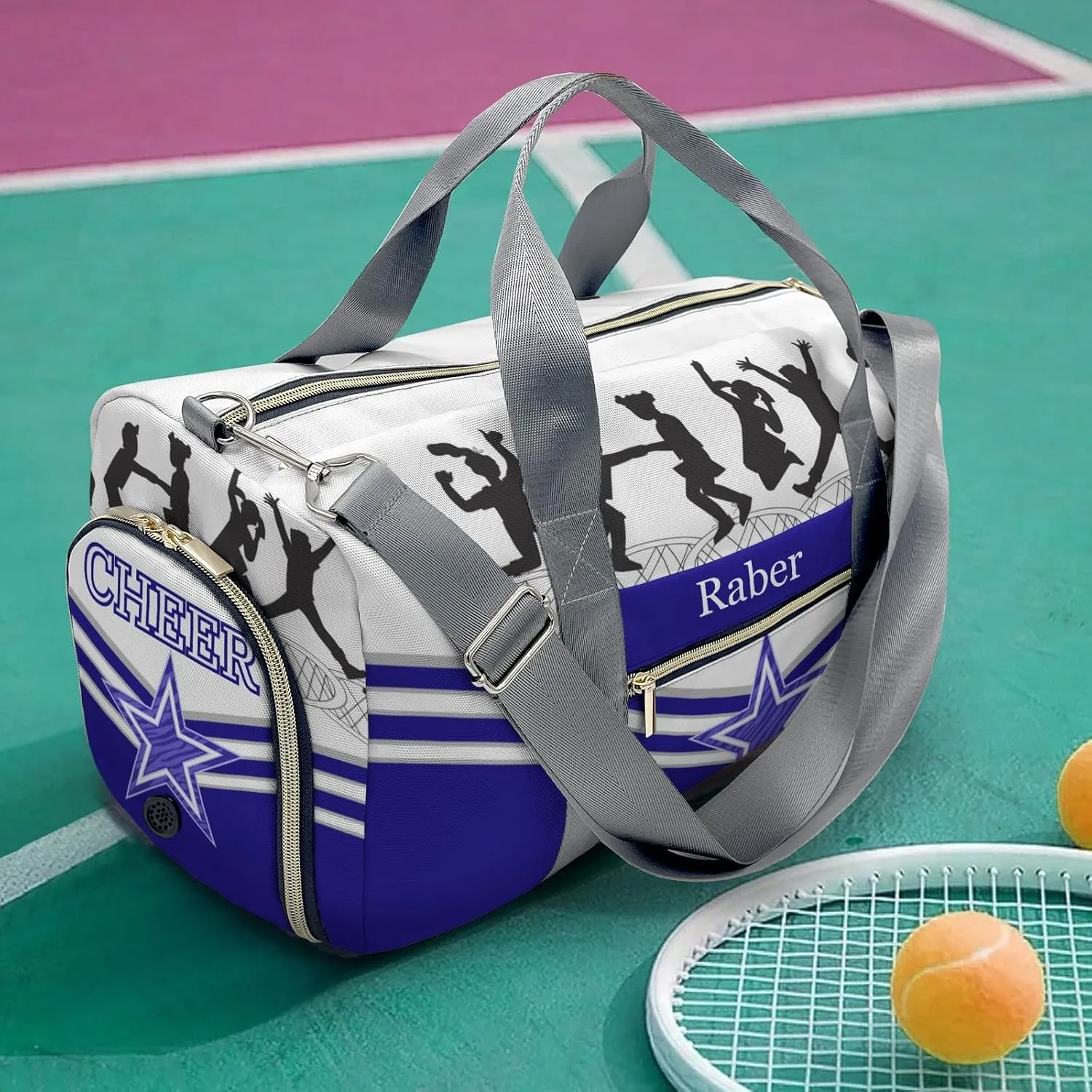 Personalized Jumping Trampoline Blue Athlete Customized Multi-functional Handbag Travel Bag, Unisex Portable Travel Bag, Sports and Fitness Duffel Bag, Short Trip Storage Bag