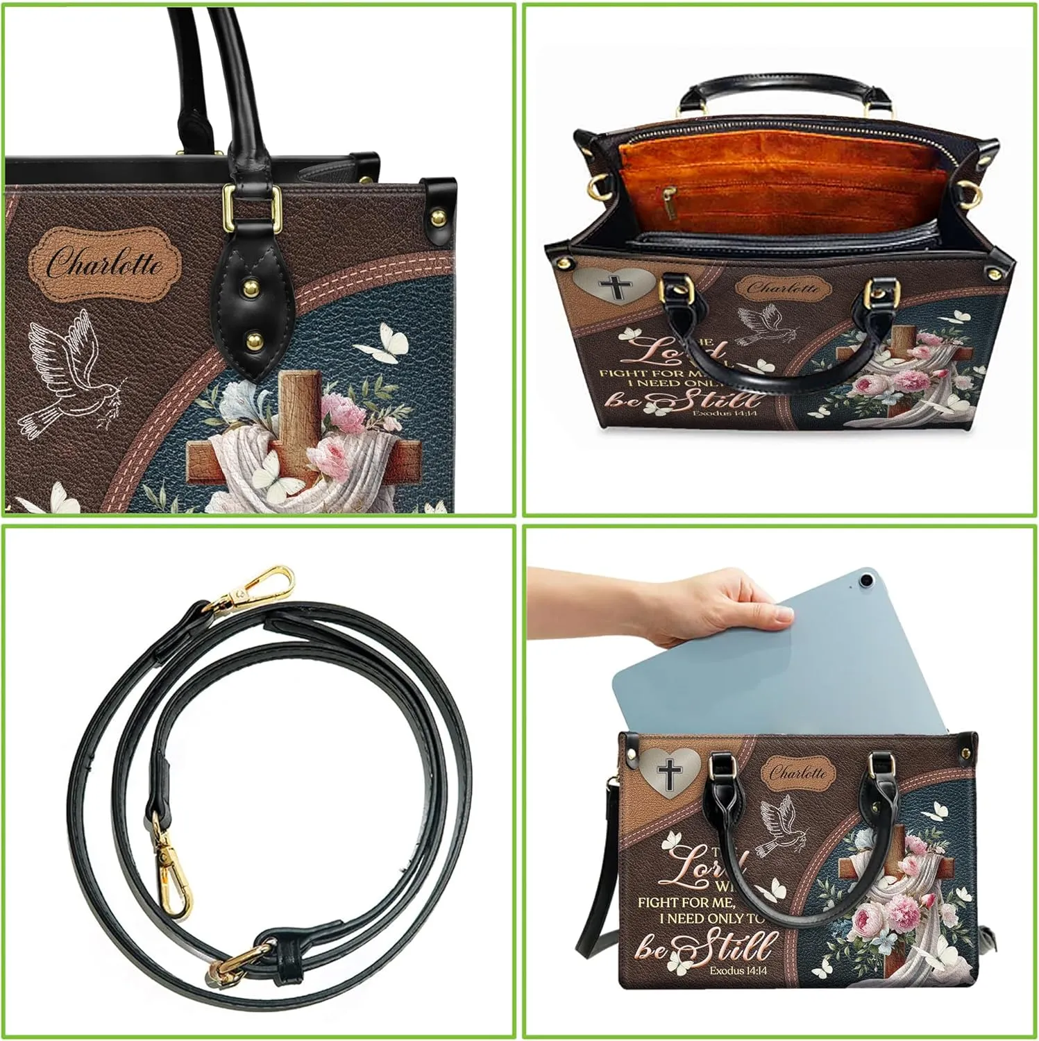 Personalized Leather Handbags with Name & Zipper – Perfect Christian Purses for Women | Ideal Mother's Day Gifts