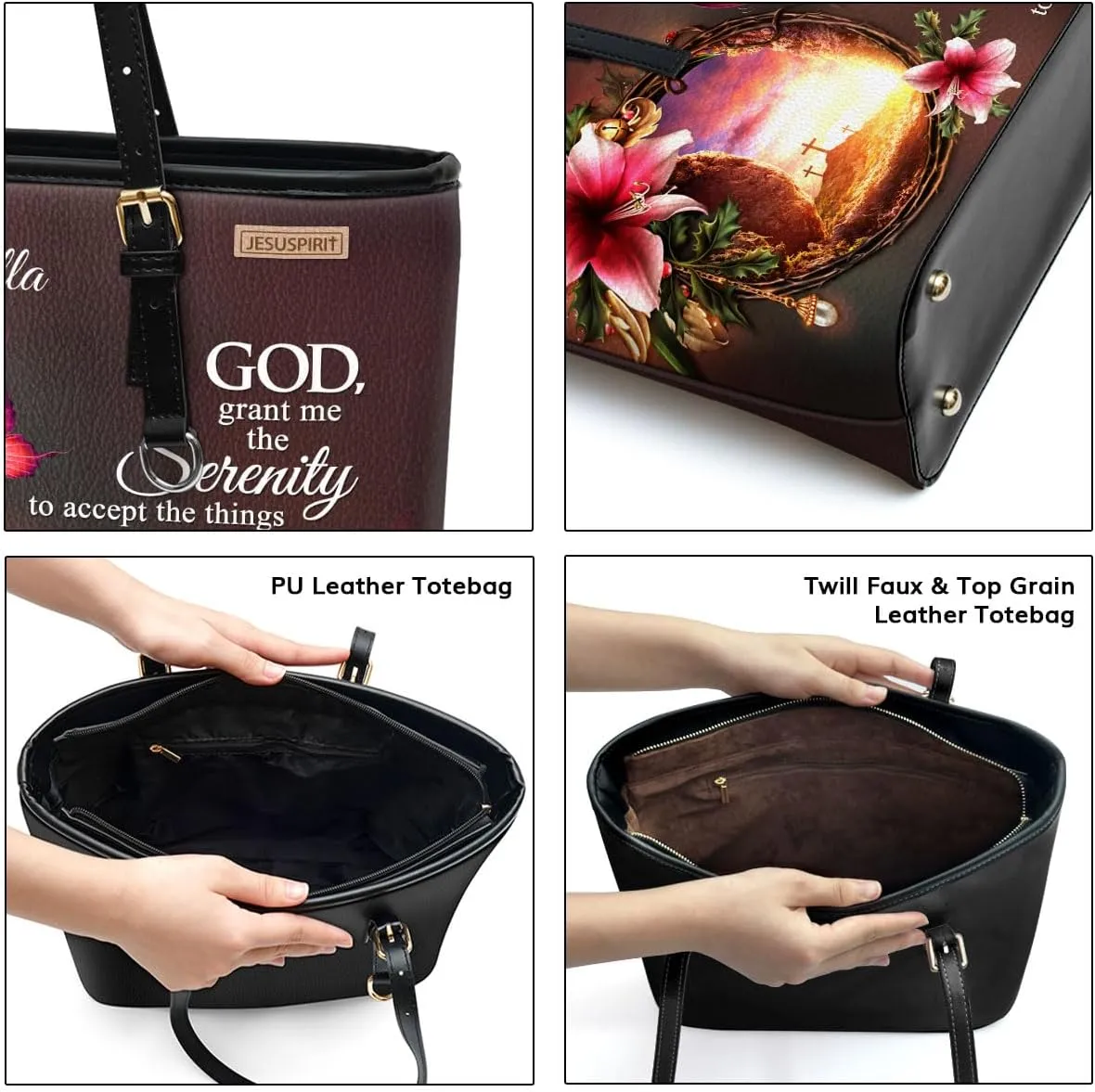 Personalized Leather Tote Bags For Women - Christmas Gifts For Women - Christian Gifts
