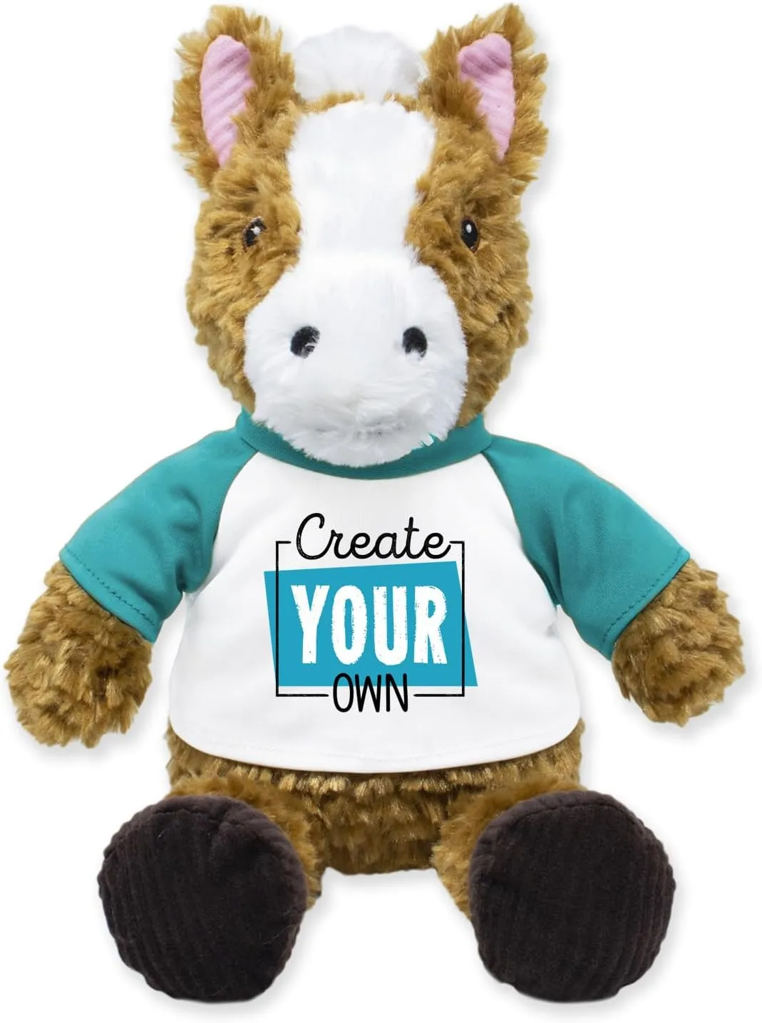 Personalized Plush Brown Horse for Happy Birthday, Anniversary, Get Well Soon, Thank You, I Love You, Promotional Product; Ultra Soft and Cuddly Horse Plush for Kids 3  to Adults; (9" Tall Seated)