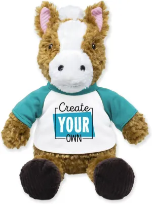 Personalized Plush Brown Horse for Happy Birthday, Anniversary, Get Well Soon, Thank You, I Love You, Promotional Product; Ultra Soft and Cuddly Horse Plush for Kids 3  to Adults; (9" Tall Seated)