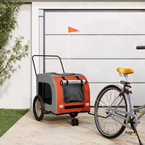 Pet Bike Trailer for Joyful Adventures, Sturdy Iron Frame for Safety, Comfortable Comfort with Mesh Windows, Orange and Gray
