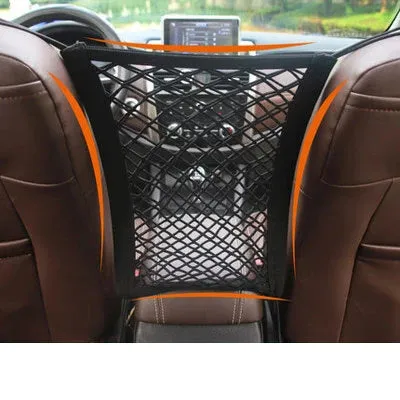 Pet Car Safety Net Barrier Rear Seat Fence with Storage Bag