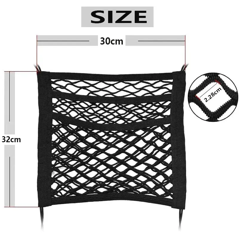Pet Car Safety Net Barrier Rear Seat Fence with Storage Bag