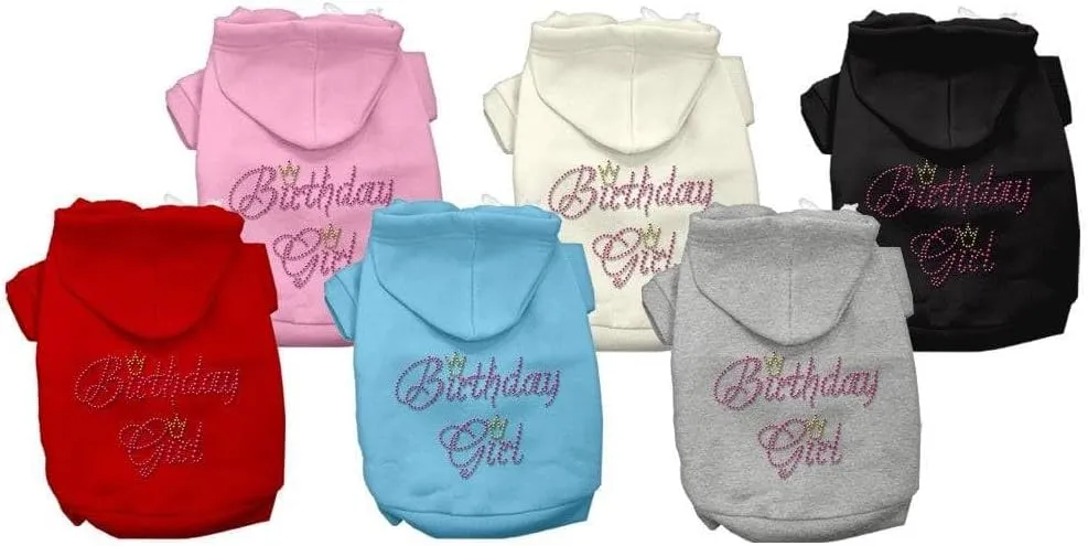 Pet, Dog & Cat Hoodie Rhinestone, "Birthday Girl" Red LG (10-14 lbs.)