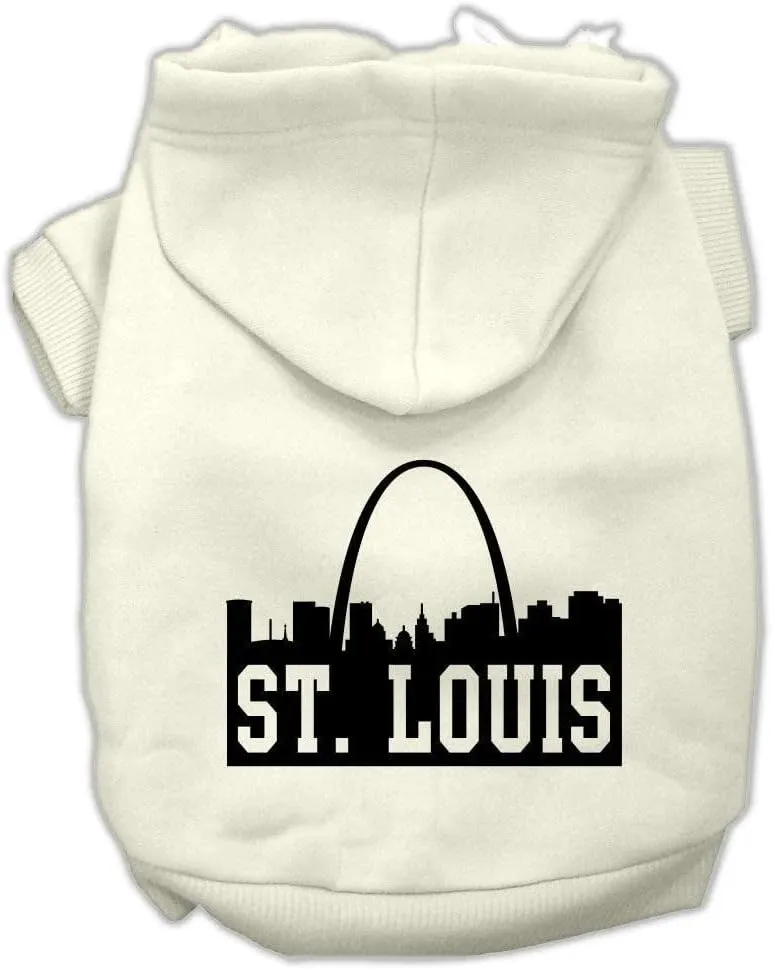 Pet Dog & Cat Hoodie Screen Printed, "St. Louis Skyline" Blue MD (6-10 lbs.)