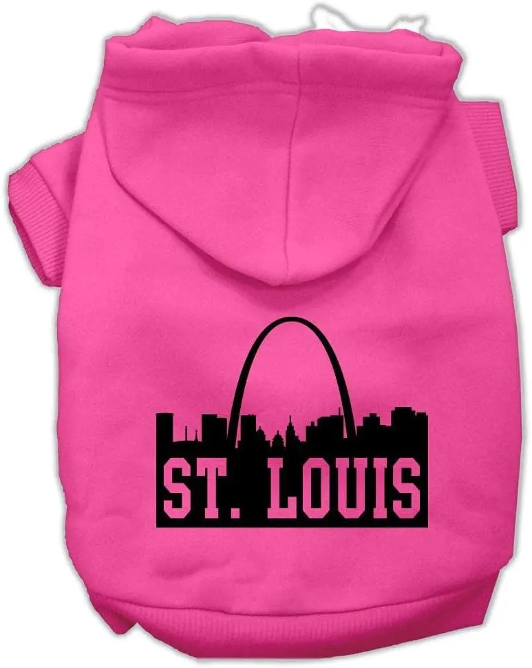 Pet Dog & Cat Hoodie Screen Printed, "St. Louis Skyline" Blue MD (6-10 lbs.)