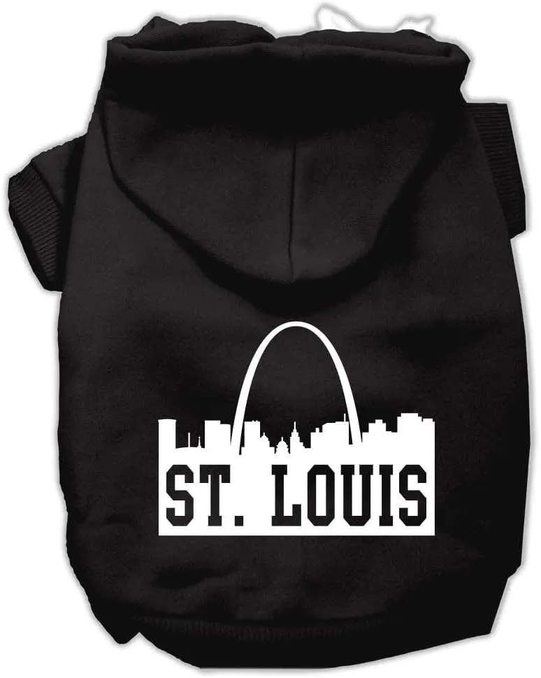 Pet Dog & Cat Hoodie Screen Printed, "St. Louis Skyline" Blue MD (6-10 lbs.)