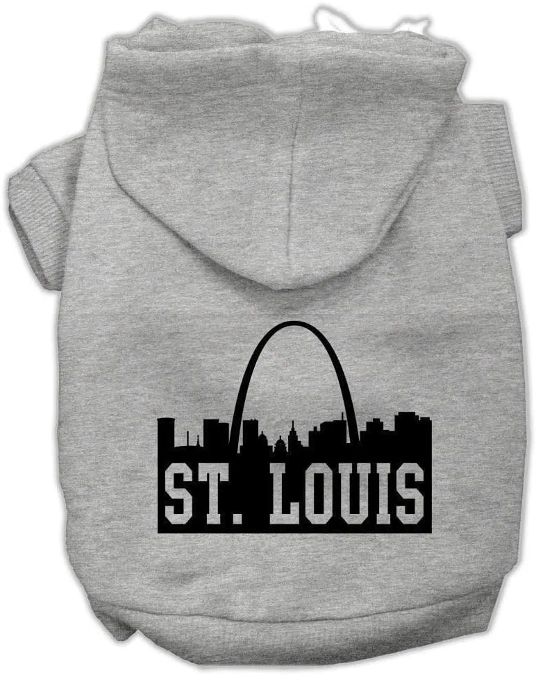 Pet Dog & Cat Hoodie Screen Printed, "St. Louis Skyline" Blue MD (6-10 lbs.)