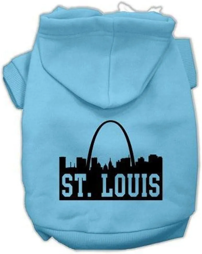 Pet Dog & Cat Hoodie Screen Printed, "St. Louis Skyline" Blue MD (6-10 lbs.)