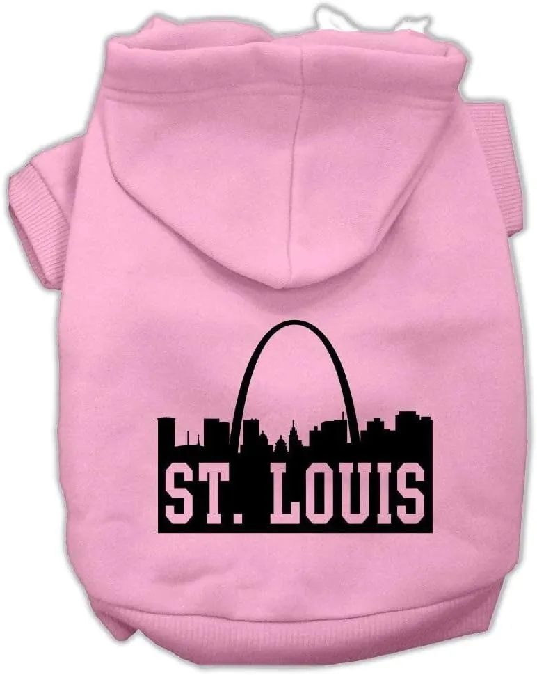Pet Dog & Cat Hoodie Screen Printed, "St. Louis Skyline" Blue MD (6-10 lbs.)