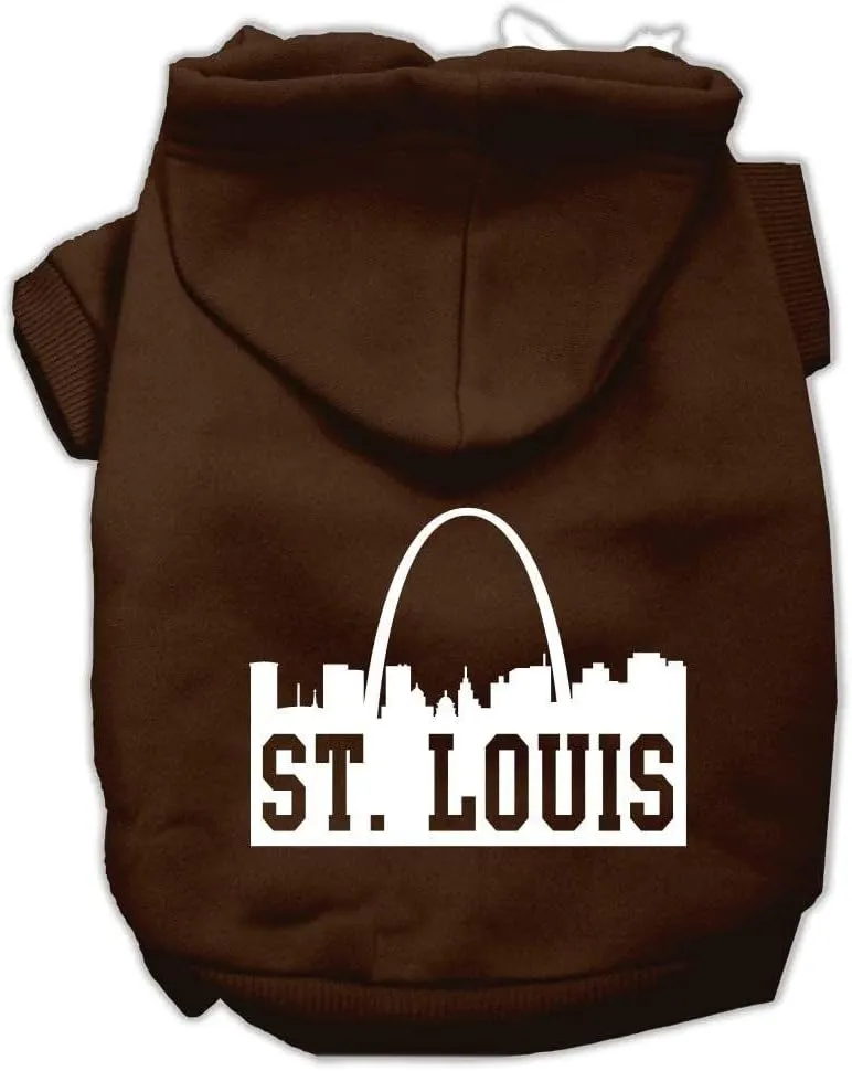 Pet Dog & Cat Hoodie Screen Printed, "St. Louis Skyline" Blue MD (6-10 lbs.)