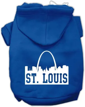 Pet Dog & Cat Hoodie Screen Printed, "St. Louis Skyline" Blue MD (6-10 lbs.)
