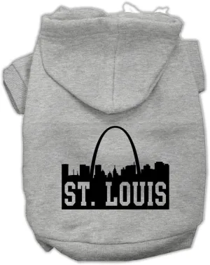 Pet Dog & Cat Hoodie Screen Printed, "St. Louis Skyline" Gray MD (6-10 lbs.)