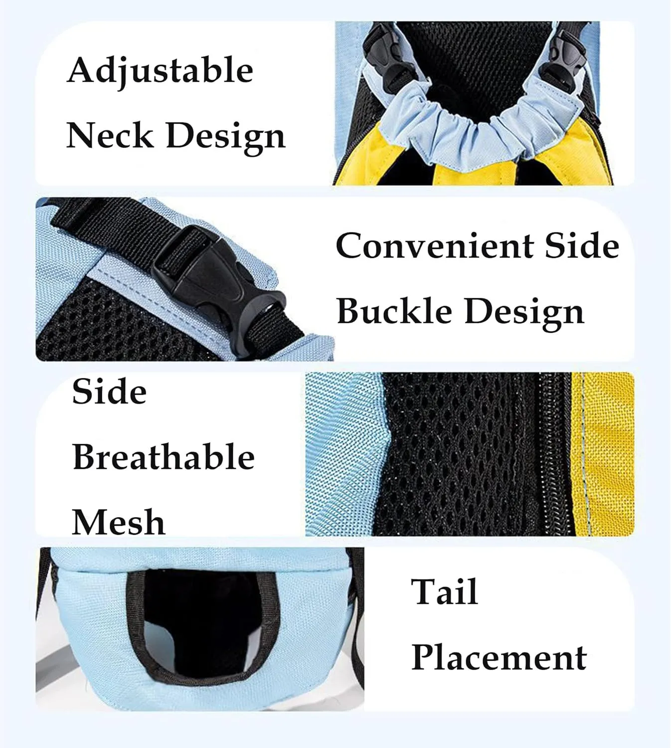 Pet Legs Out Carrier Backpack, Dog Cat Front Backpack Ventilated Mesh Travel Back Pack with Safety Belt for Travel Hiking Cycling Outdoor Use, Small Medium Puppy Large Cat Carrying Bag, Blue