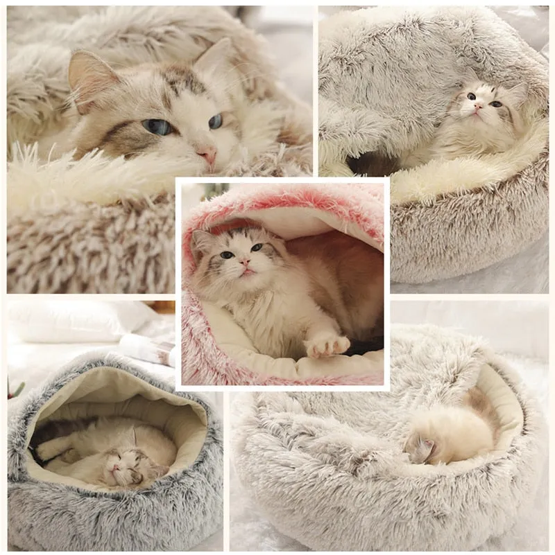 Pet Round Warm Soft Plush Cat Dog Bed House