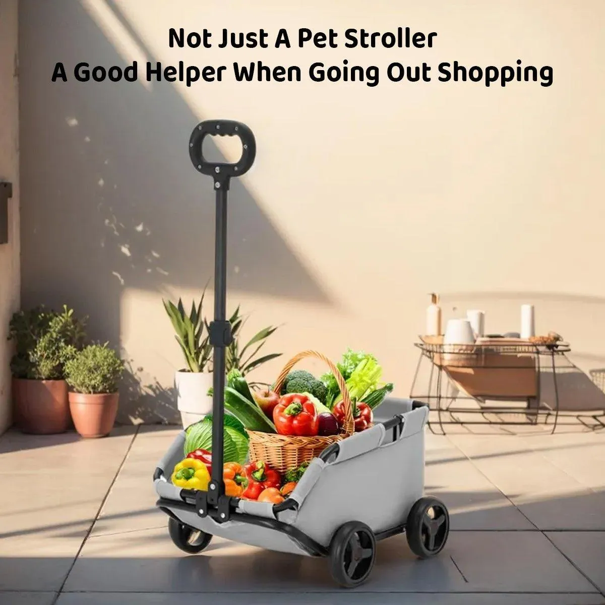 Pet Stroller Dog Cat Carrier Cart Travel Foldable Puppy Trolley Travel Outing